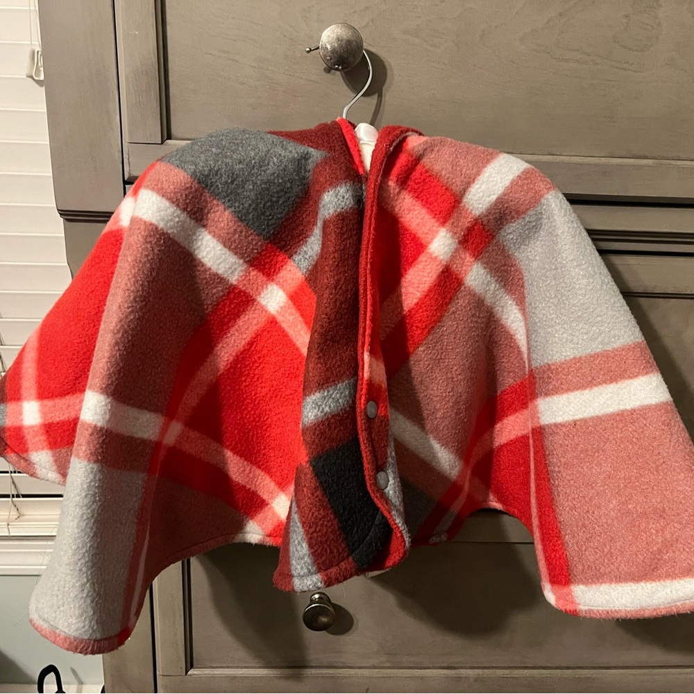 Kids Plaid Cape - Red, Gray, and White